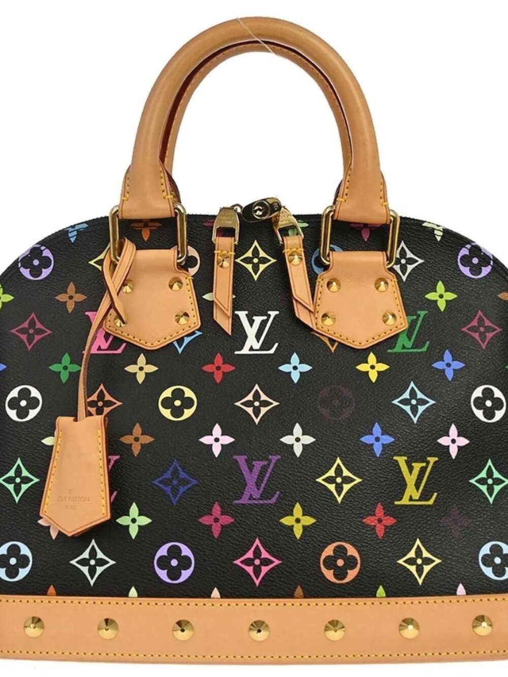 Louis Vuitton Black Monogram Multicolor Alma PM Handbag M40444 FL0185 197893
